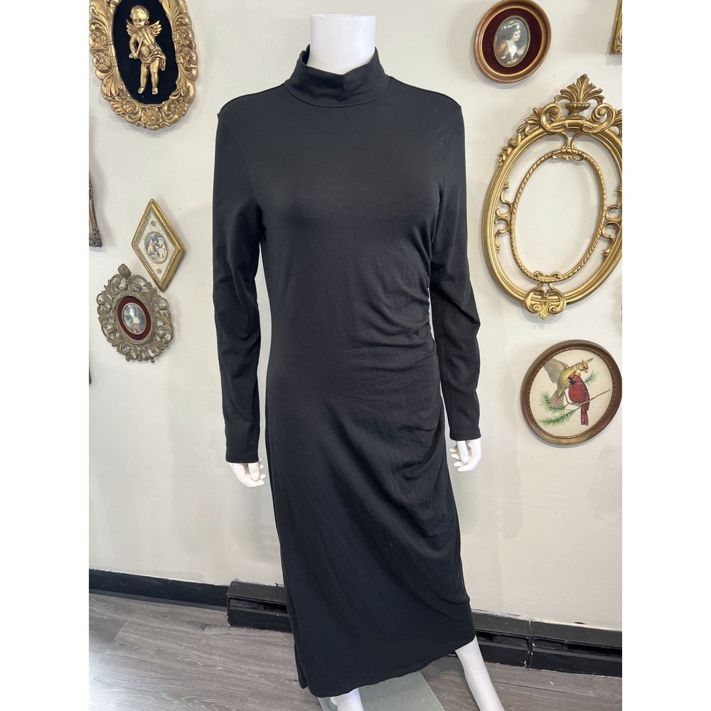 Theory Black Turtleneck Midi Dress Size L